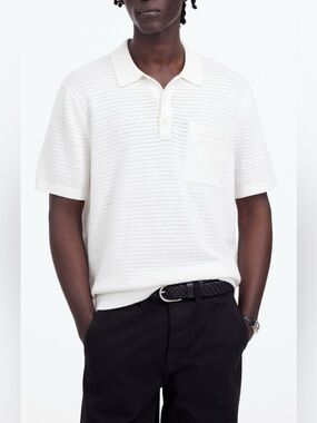Madewell Pointelle Stitch Sweater Polo size XL